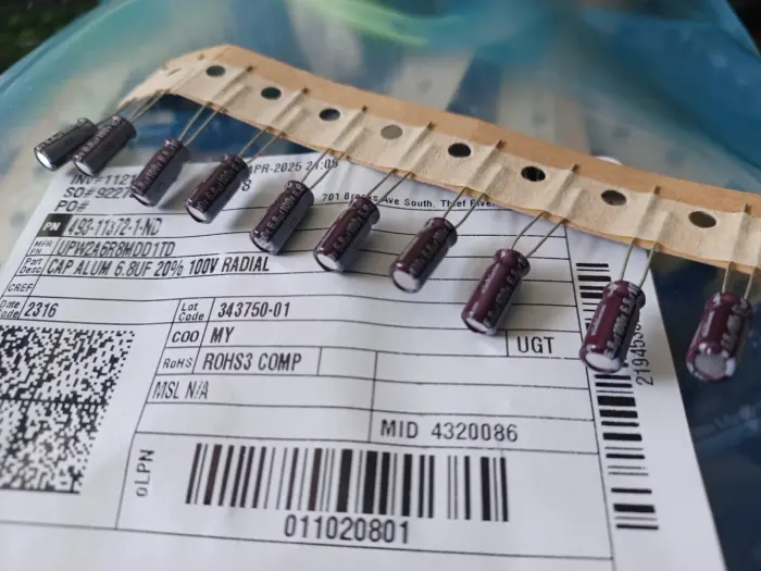 10 New Nichicon UPW 6.8uf 100V Radial Capacitors low-impedance