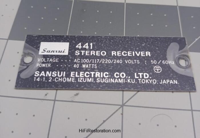 Sansui 441 ID Plate