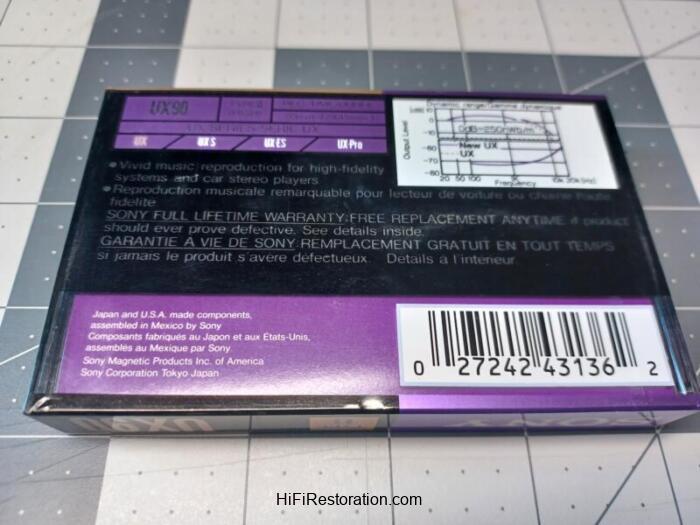 SONY UX Type II 90 Blank Cassette Tape - Image 2